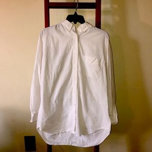 White Large Button Up Long Sleeve Top